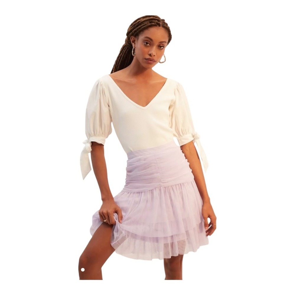Maeve Anthropologie‎ Lilac Purple Tulle Ruffle Mini Skirt Women's Size 4
